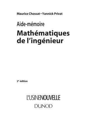 Thumbnail of book Aide-mémoire - Mathématiques de l'ingénieur - 2e édition cover