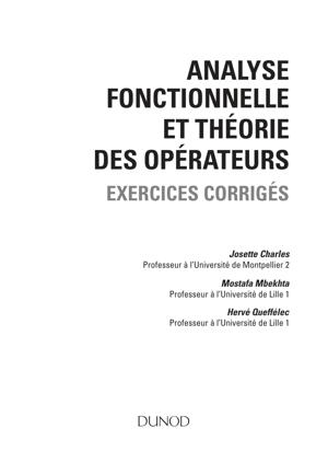 Thumbnail of book Analyse fonctionnelle et théorie des opérateurs cover