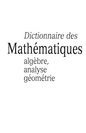 Thumbnail of book Dictionnaire des Mathématiques cover