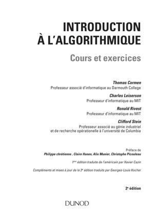 Thumbnail of book Introduction à l'algorithmique cover