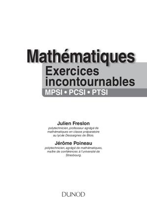 Thumbnail of book Mathématiques Les exercices incontournables MPSI-PCSI-PTSI cover