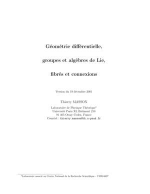 Thumbnail of book Géométrie différentielle, groupes et algèbres de Lie, fibrés et connexions cover