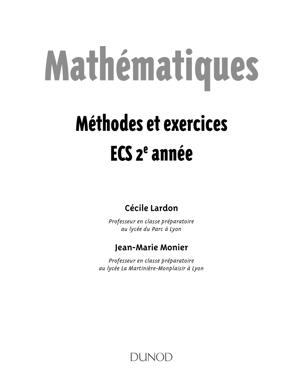 Thumbnail of book Mathématiques Méthodes et Exercices ECS 2e année cover