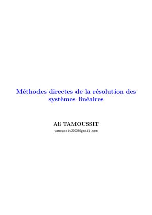 Thumbnail of book Méthodes directes de la résolution des systèmes linéaires cover