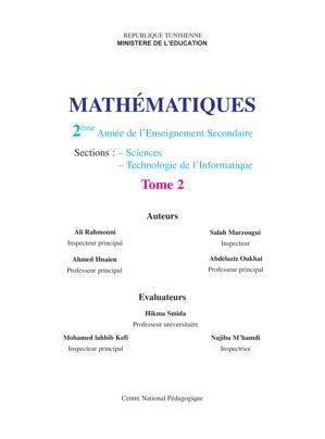 Thumbnail of book MATHÉMATIQUES 2ème Année de l’Enseignement Secondaire Sections : – Sciences – Technologie de l’Informatique Tome 2 cover