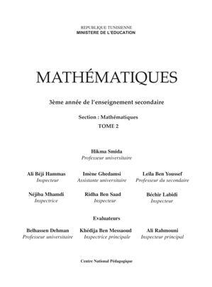 Thumbnail of book MATHÉMATIQUES 3ème année de l’enseignement secondaire  Centre National Pédagogique Section : Mathématiques TOME 2 cover