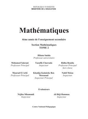 Thumbnail of book Mathématiques 4ème année de l’enseignement secondaire Section Mathématiques TOME 2 cover