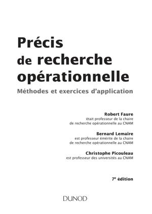Thumbnail of book Précis de recherche opérationnelle Méthodes et exercices d’application cover