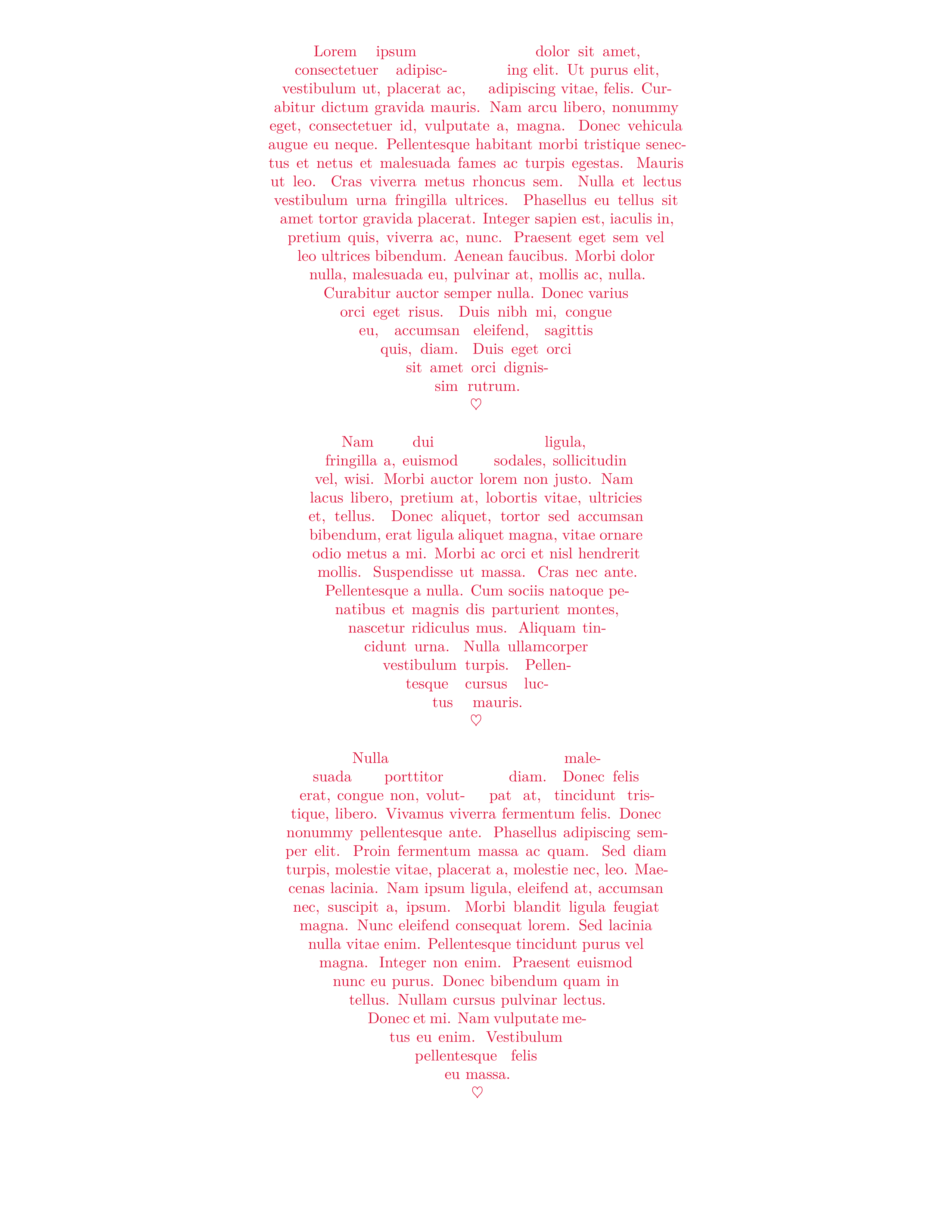 Heart shaped paragraph