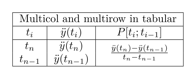 Multirow and Multicol in tabular