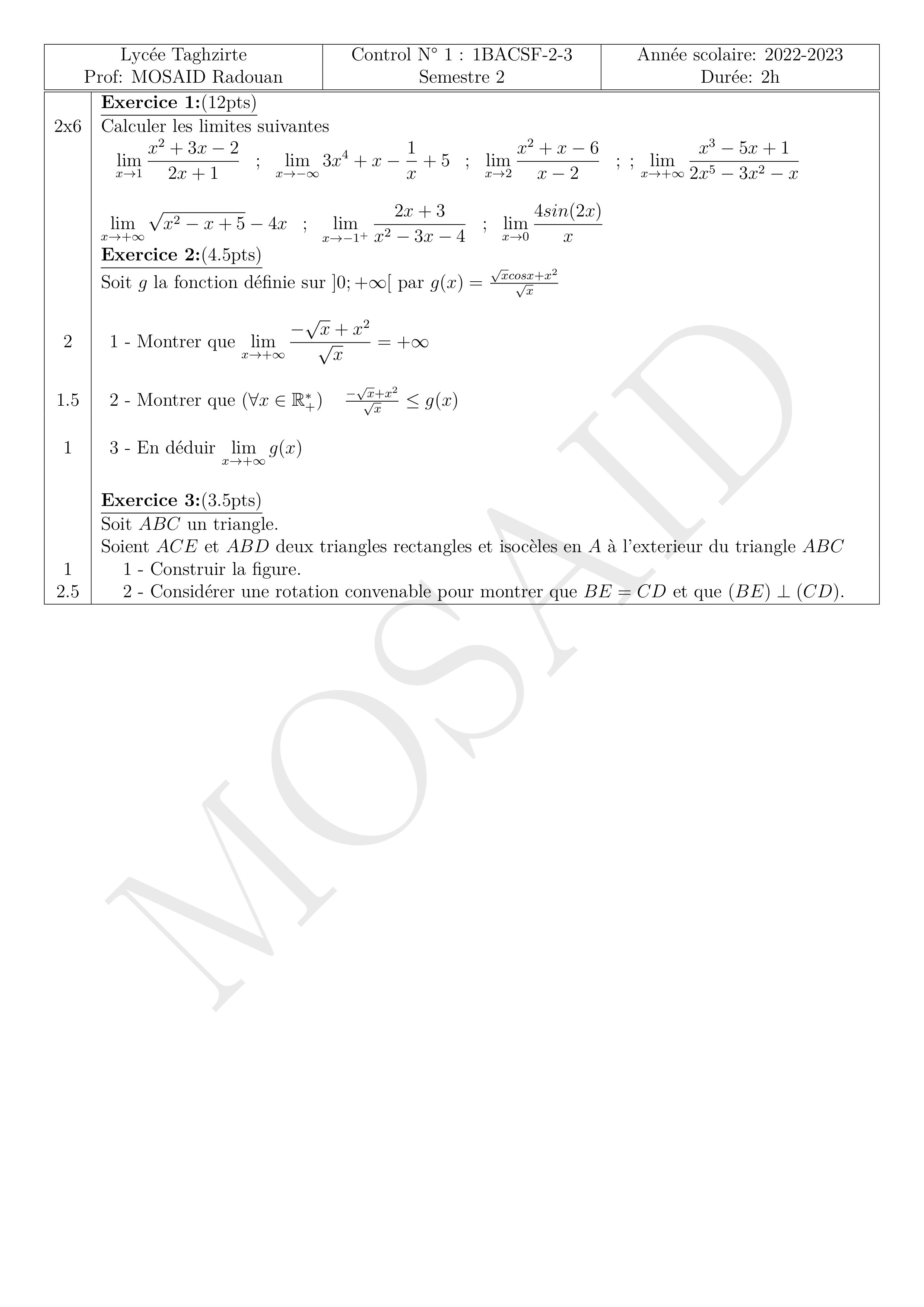 Devoir 1 S02 En Limites Et Rotation V2 1 Bac Science Maths Mosaid