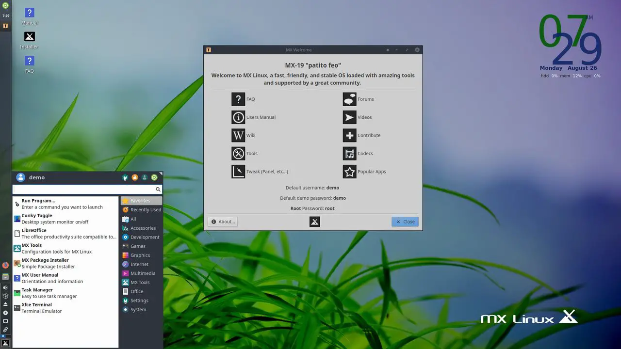 MX Linux desktop