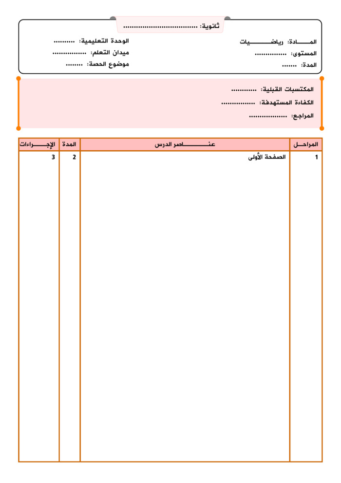Blank lesson plan template