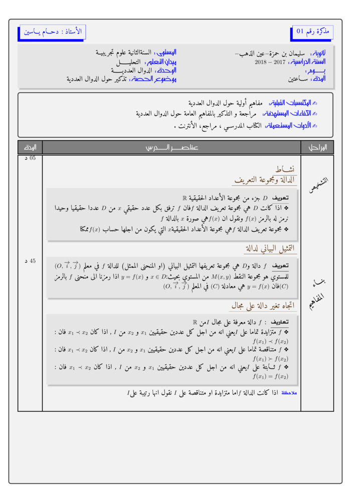 Lesson plan: Review of numerical functions