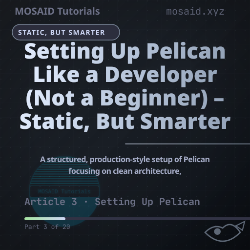 Thumbnail for Setting Up Pelican Like a Developer (Not a Beginner) – Static, But Smarter