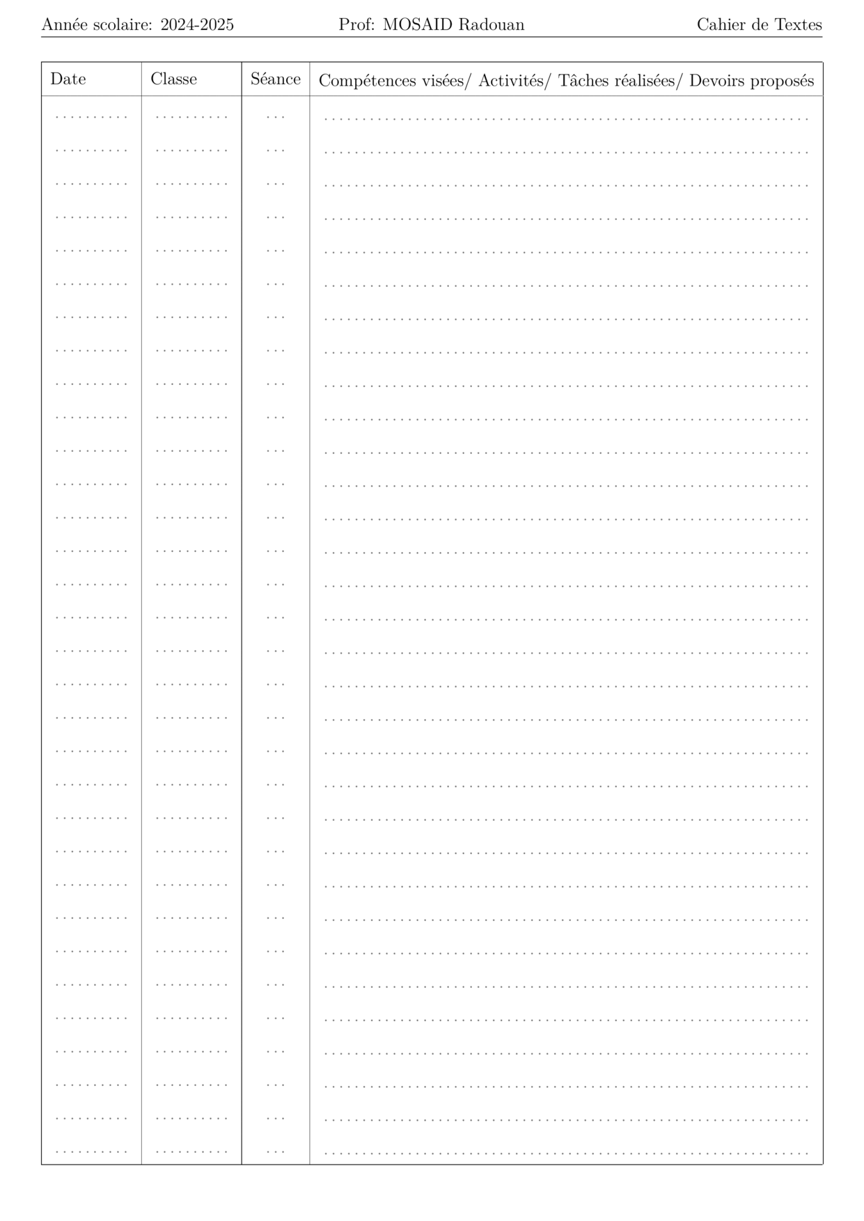 Cahier de texte