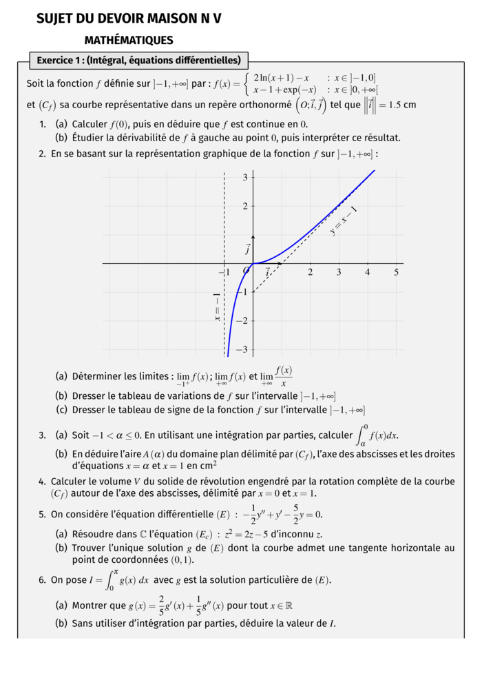 maths Exam for 2-bac-science PDF preview