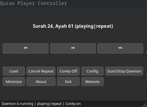 Quran Player GUI controller